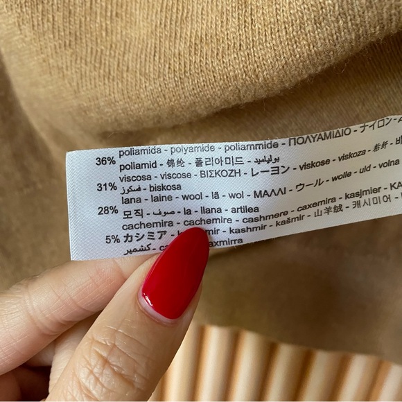 Zara wool cashmere blend crew neck sweater camel tan - Picture 9 of 9